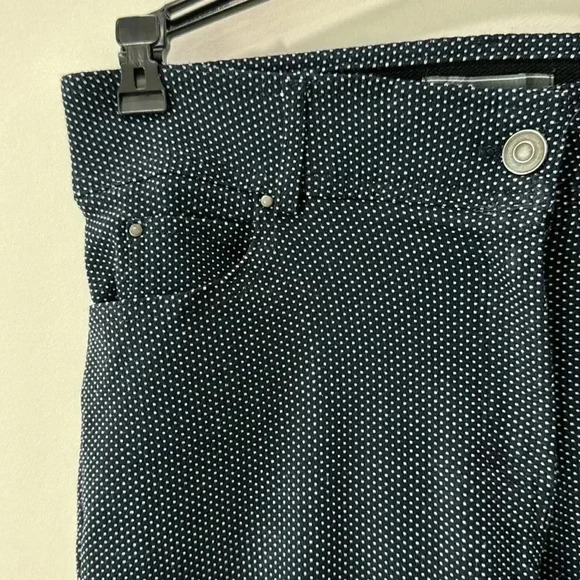 Navy Blue Polkadot Zip Front Stretch Pants Size 10 - Picture 4 of 11